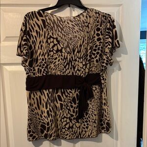 Dressbarn Brown Animal Print Blouse